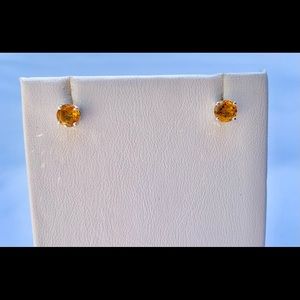 Vintage Designer 14k Solid Gold Citrine Earring Studs